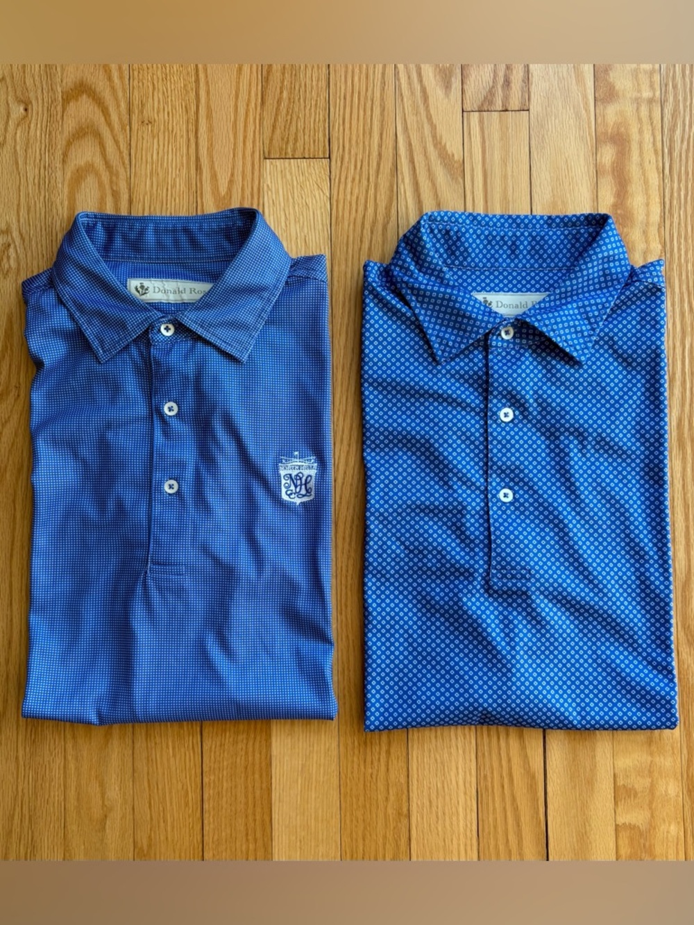 Lot 2 Donald Ross Men’s Short Sleeve Performance Polo Shirts Large Blue White